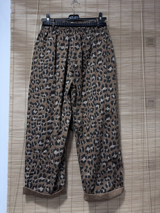 GRANDE TAILLE - Pantalon large léopard camel