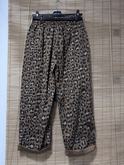 GRANDE TAILLE - Pantalon large léopard camel