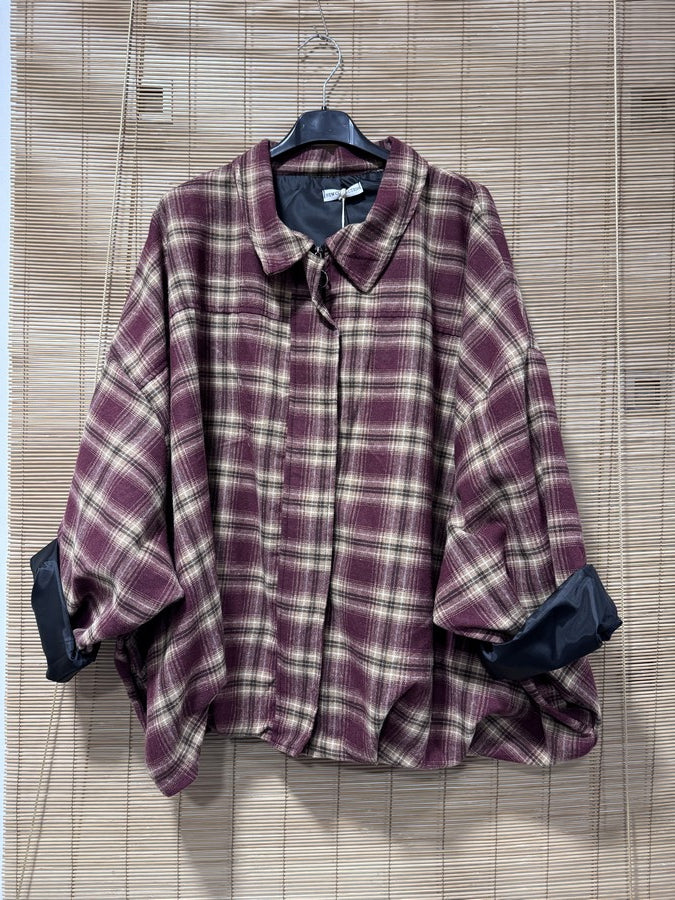 GRANDE TAILLE - Blouson spencer à carreaux bordeaux