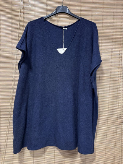 GRANDE TAILLE - Pull débardeur bleu marine
