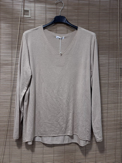 GRANDE TAILLE - Pull fin col V sable