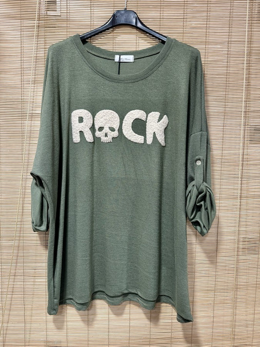 GRANDE TAILLE - Pull fin ROCK kaki