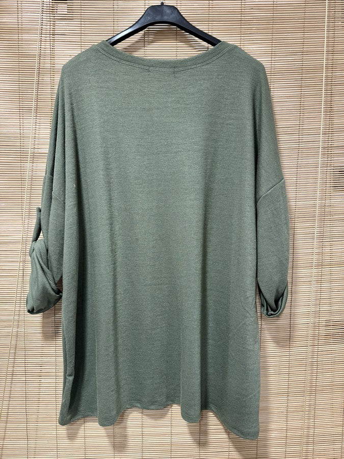GRANDE TAILLE - Pull fin ROCK kaki