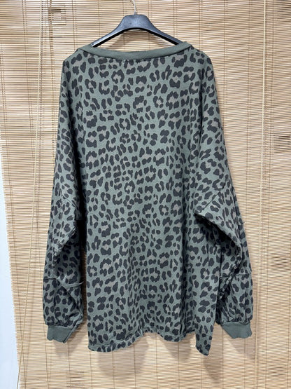 GRANDE TAILLE - Sweat léopard SMILE kaki