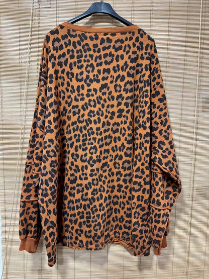 GRANDE TAILLE - Sweat léopard SMILE rouille
