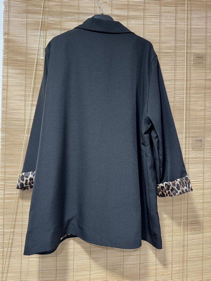 GRANDE TAILLE - Blazer intérieur léopard noir