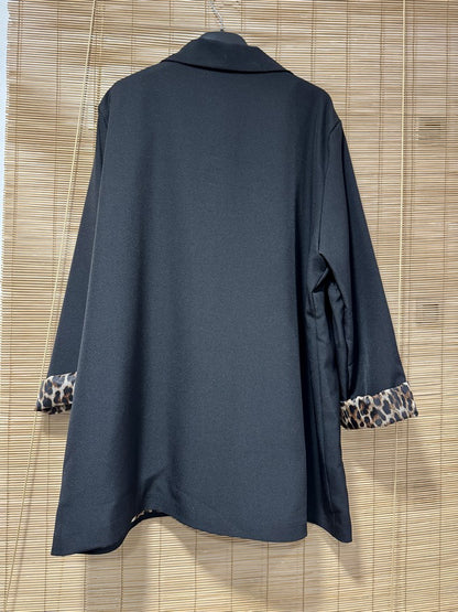 GRANDE TAILLE - Blazer intérieur léopard noir