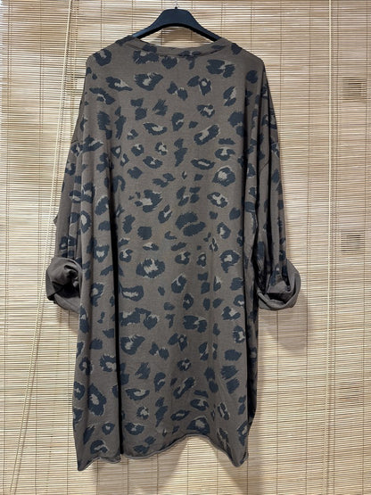 GRANDE TAILLE - T-shirt manches longues léo J'ADORE marron