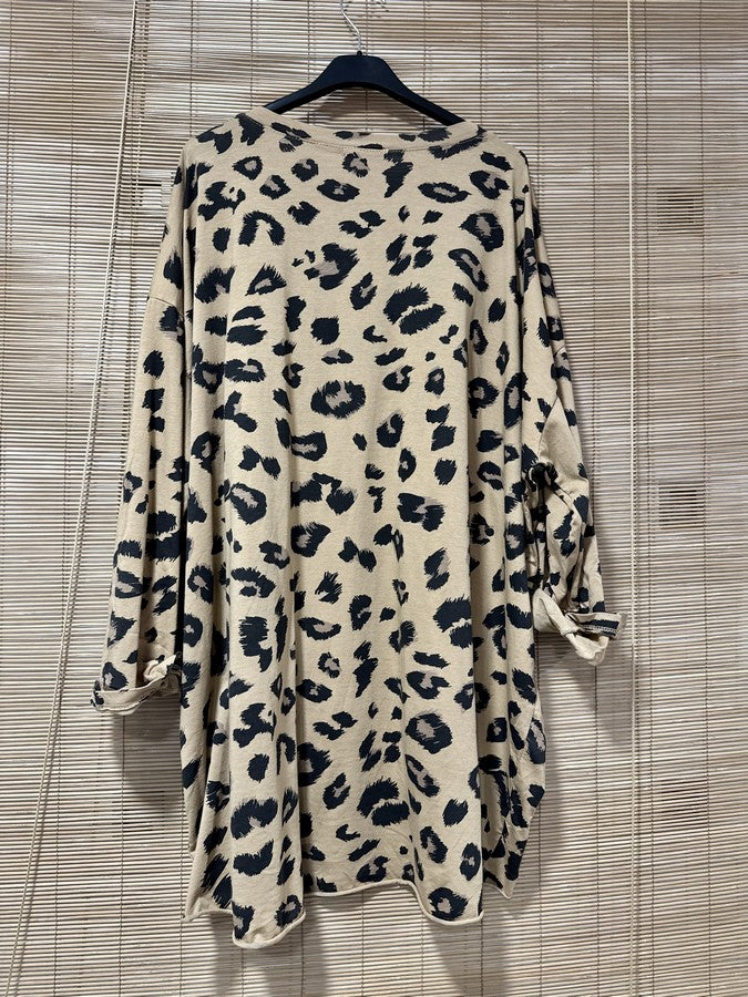 GRANDE TAILLE - T-shirt manches longues léo J'ADORE camel