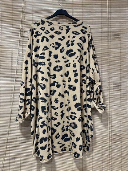 GRANDE TAILLE - T-shirt manches longues léo J'ADORE camel
