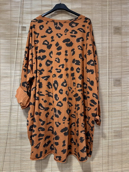 GRANDE TAILLE - T-shirt manches longues léo J'ADORE rouille