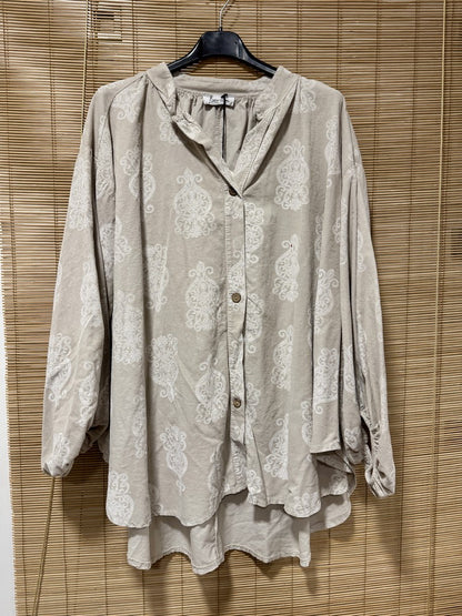 GRANDE TAILLE - Chemise en velours arabesques beige