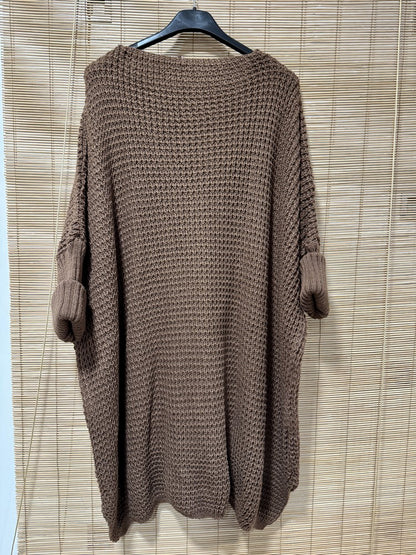 GRANDE TAILLE - Pull tunique oversize LOVE marron