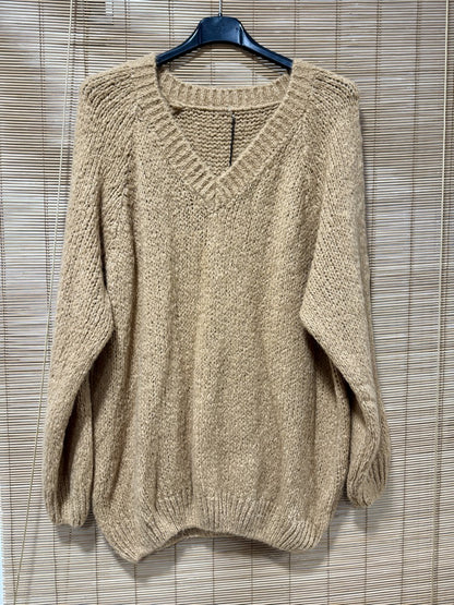 GRANDE TAILLE - Pull long Oversize camel