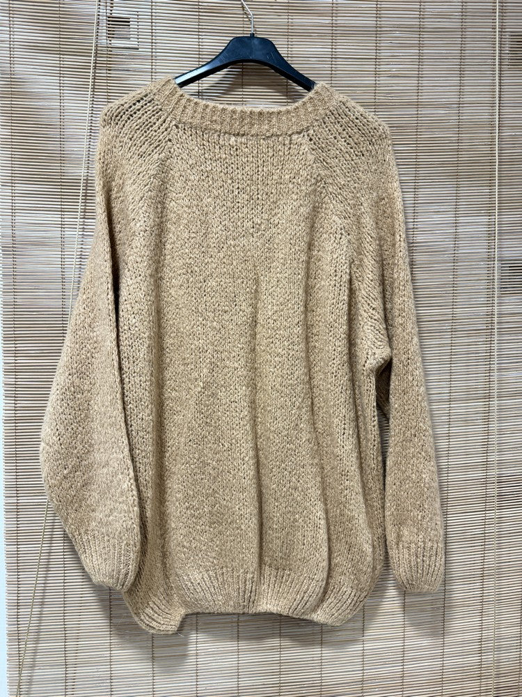 GRANDE TAILLE - Pull long Oversize camel