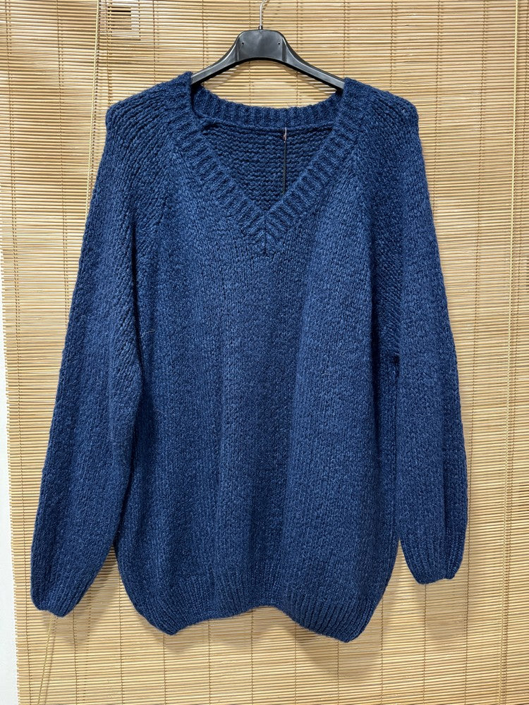 GRANDE TAILLE - Pull long Oversize bleu marine