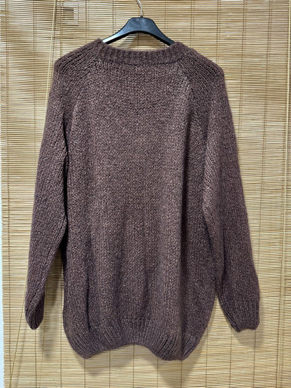 GRANDE TAILLE - Pull long Oversize marron