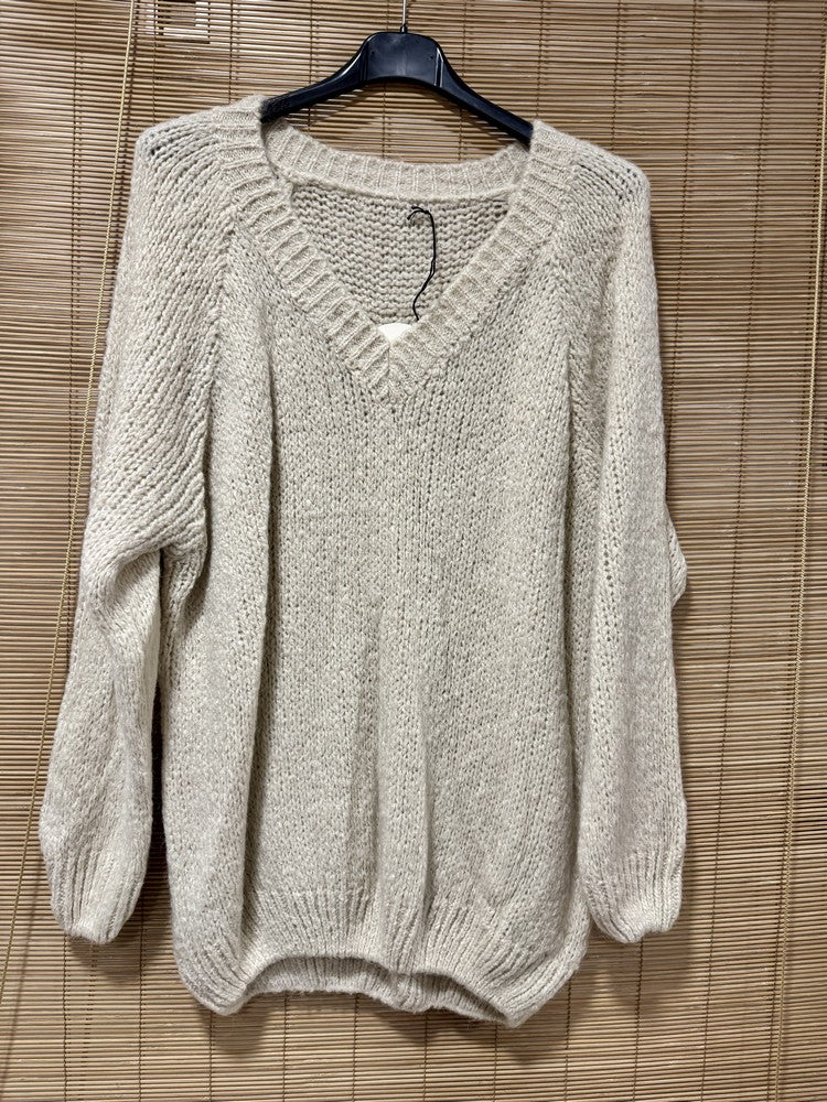 GRANDE TAILLE - Pull long Oversize beige