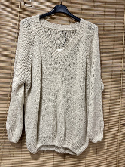 GRANDE TAILLE - Pull long Oversize beige