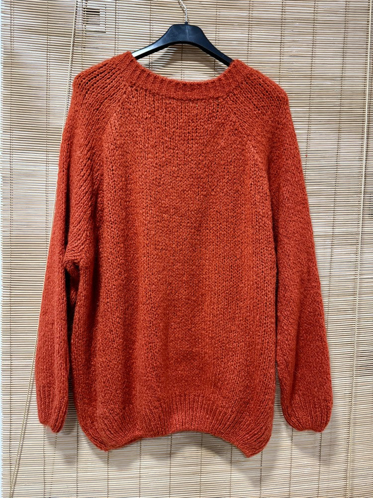 GRANDE TAILLE - Pull long Oversize rouille