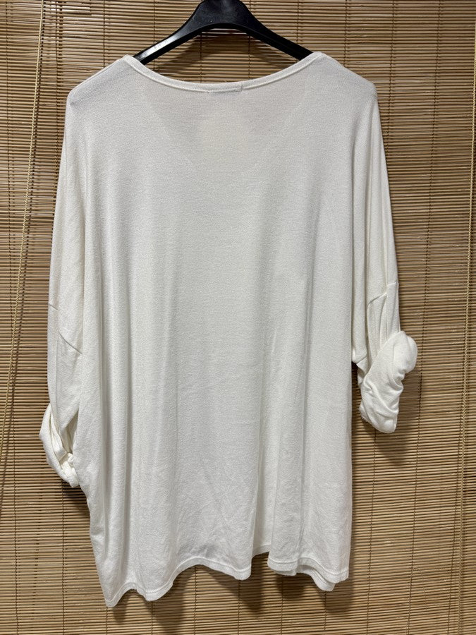 GRANDE TAILLE - Pull fin coeur léopard blanc