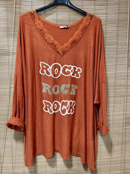 GRANDE TAILLE - Tunique ROCK rouille