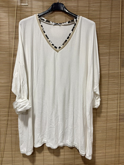 GRANDE TAILLE - Pull fin col léopard blanc