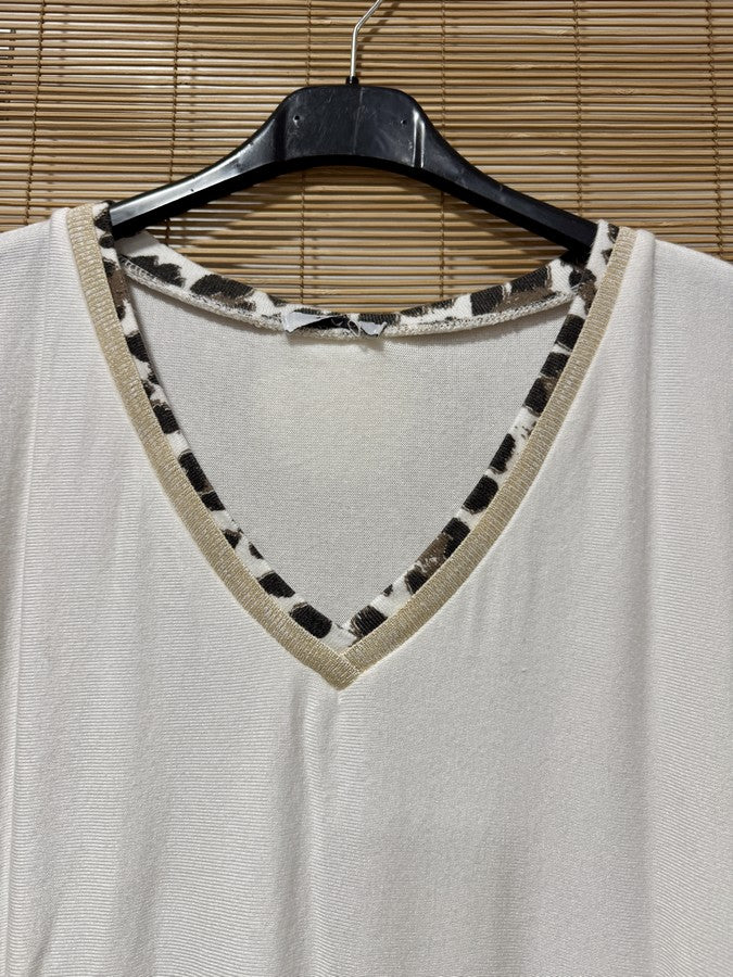 GRANDE TAILLE - Pull fin col léopard blanc