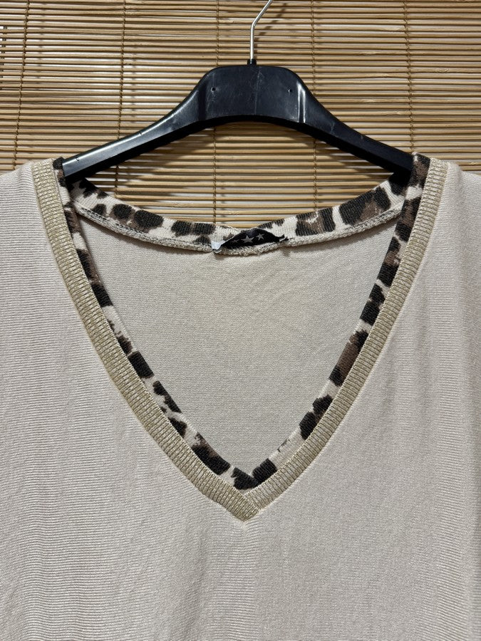 GRANDE TAILLE - Pull fin col léopard sable