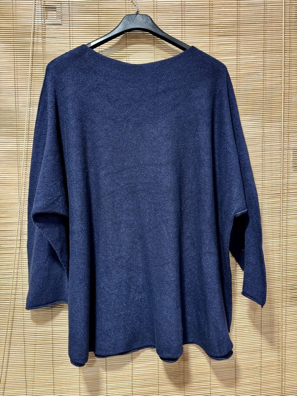 GRANDE TAILLE - Pull chauve-souris BOHEME bleu marine