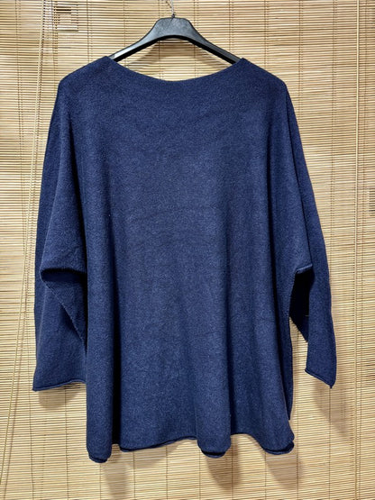GRANDE TAILLE - Pull chauve-souris BOHEME bleu marine
