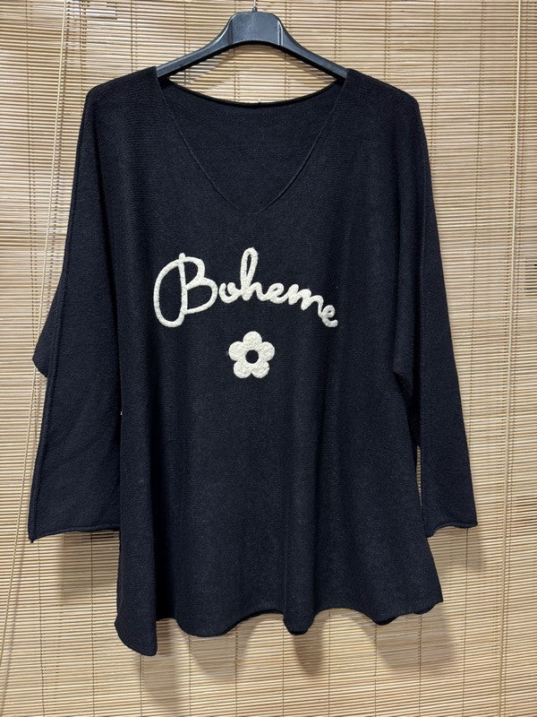 GRANDE TAILLE - Pull chauve-souris BOHEME noir