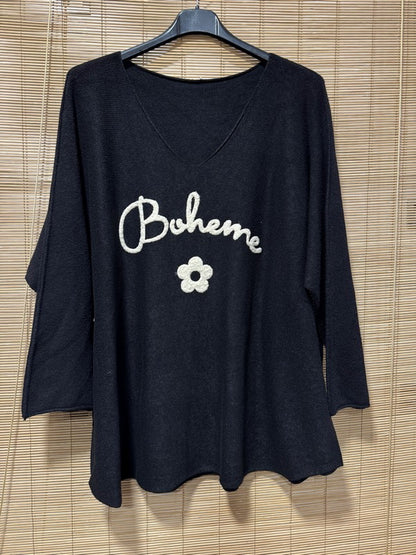 GRANDE TAILLE - Pull chauve-souris BOHEME noir