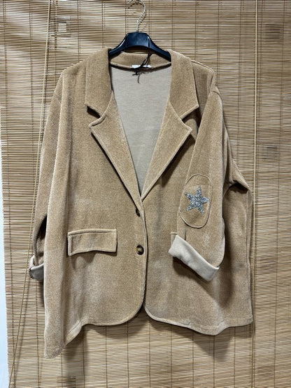 GRANDE TAILLE - Blazer velours étoiles sur les coudes camel