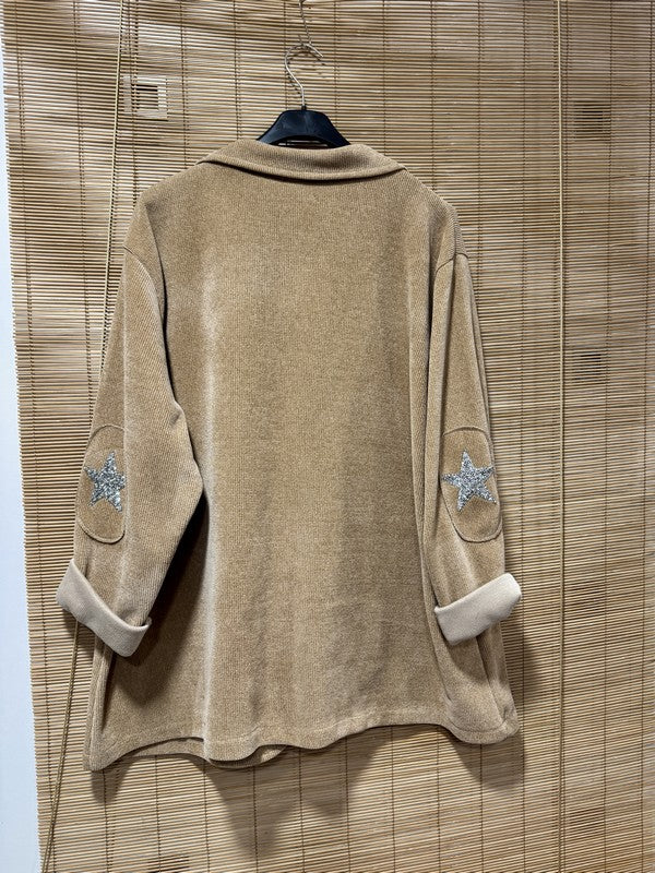 GRANDE TAILLE - Blazer velours étoiles sur les coudes camel