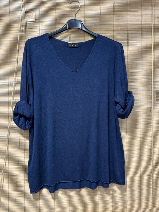 GRANDE TAILLE - Pull fin bleu marine