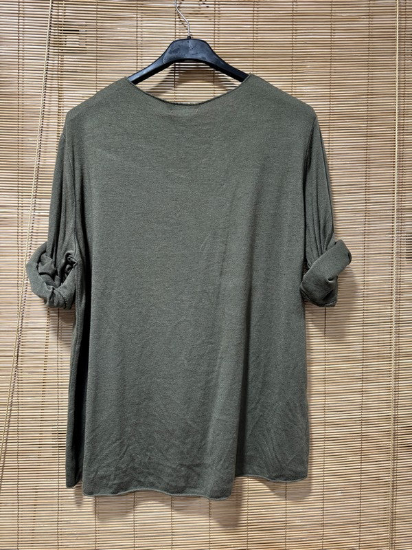 GRANDE TAILLE - Pull fin kaki