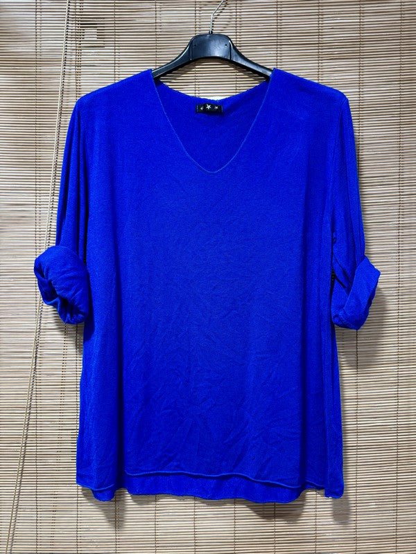 GRANDE TAILLE - Pull fin bleu roi