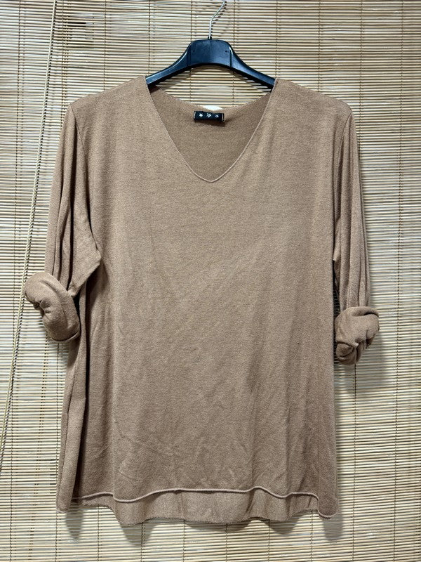 GRANDE TAILLE - Pull fin camel