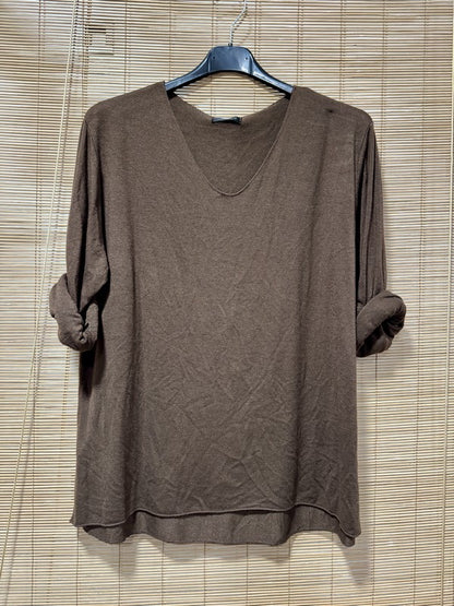 GRANDE TAILLE - Pull fin marron