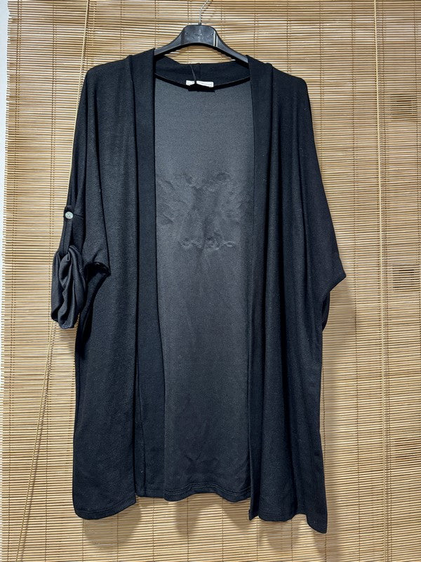 GRANDE TAILLE - Gilet long Peace&Love noir