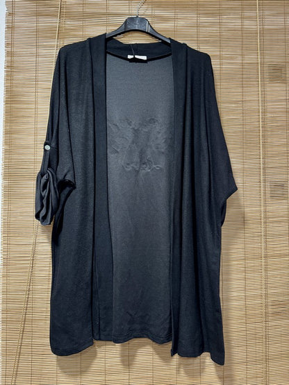 GRANDE TAILLE - Gilet long Peace&Love noir