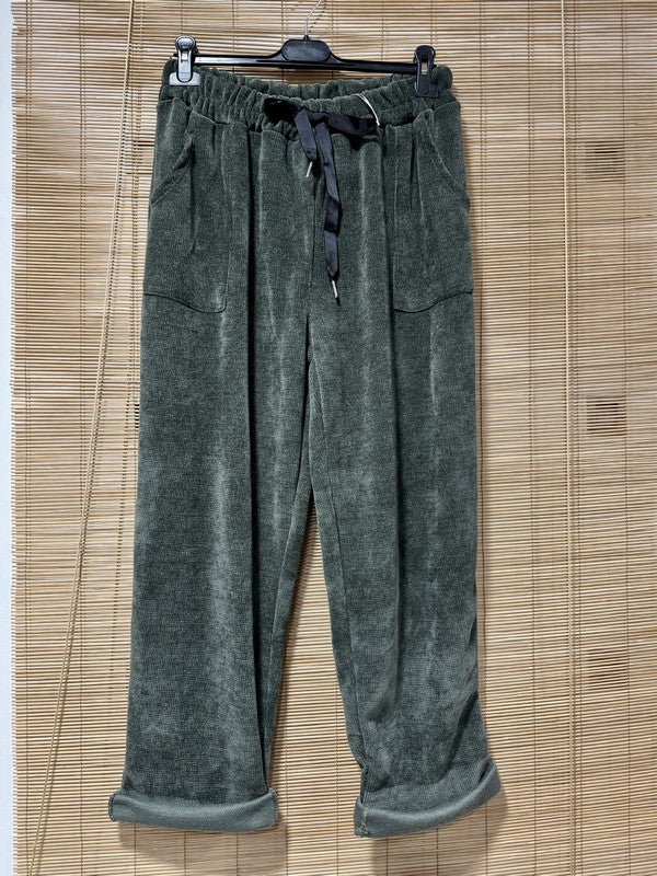 GRANDE TAILLE - Pantalon velours kaki