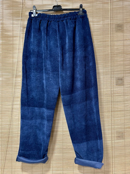 GRANDE TAILLE - Pantalon velours bleu marine