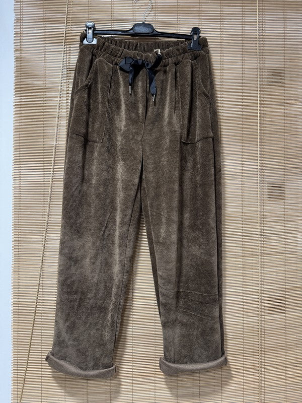 GRANDE TAILLE - Pantalon velours marron