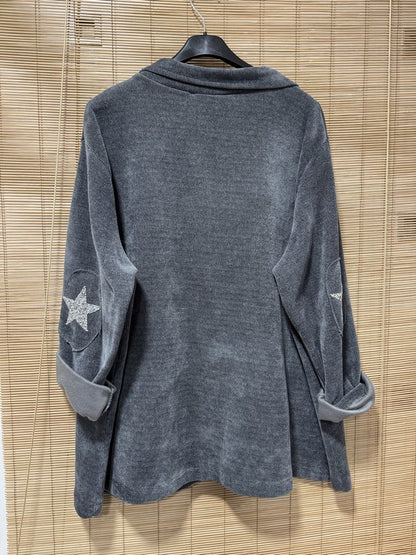GRANDE TAILLE - Blazer velours étoiles coudes anthracite