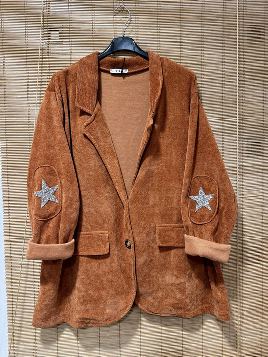 GRANDE TAILLE - Blazer velours étoiles sur les coudes rouille