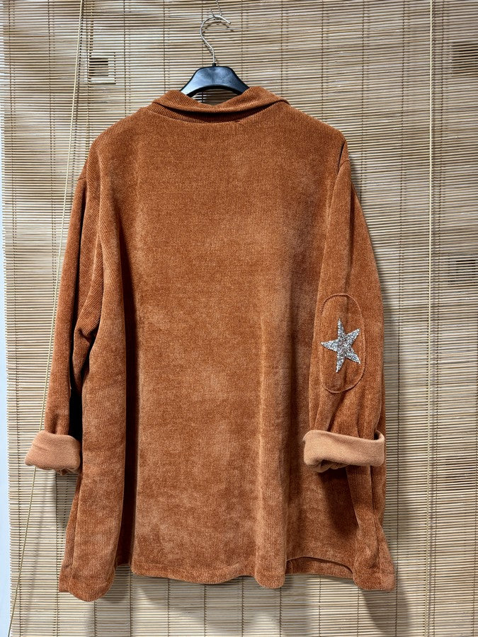 GRANDE TAILLE - Blazer velours étoiles sur les coudes rouille