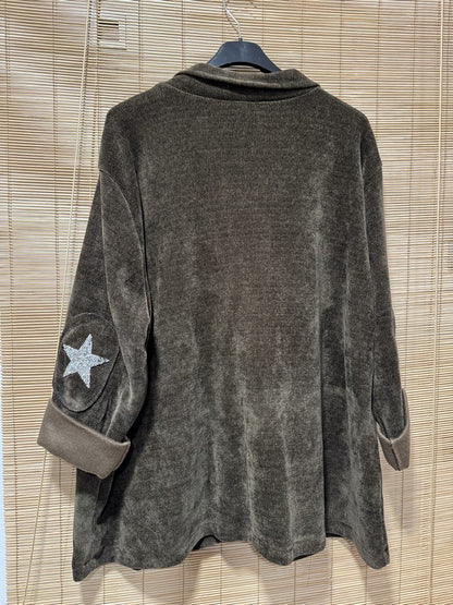 GRANDE TAILLE - Blazer velours étoiles coudes marron
