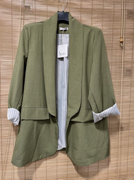 GRANDE TAILLE - Blazer rayé kaki